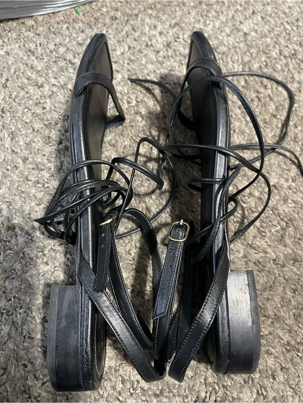 Frame Denim Le Ramona Black Leather Sandals Size 41 USA 10.5 - Picture 9 of 11